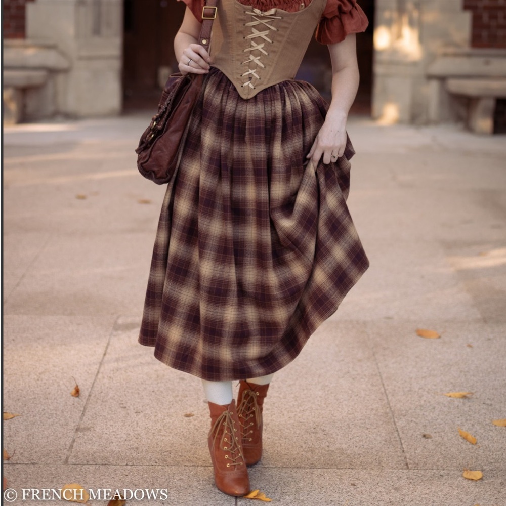 French Meadows Plaid Flannel Maxi Skirt in Sz Medium